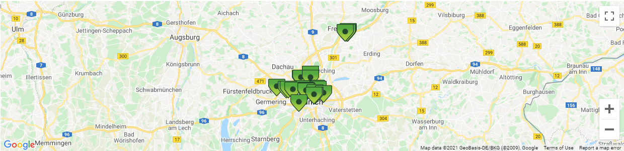 Map of Munich Car Rental Pick-up Depots