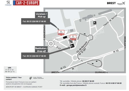 Brest Airport Car Leasing Map