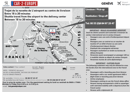 Car Leasing Map for Geneva Airport