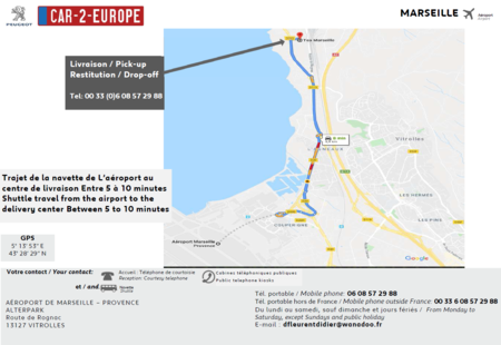 Car Leasing at Marseille Airport Map