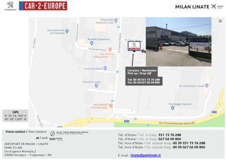 Car Leasing at Milan Linate Airport Map