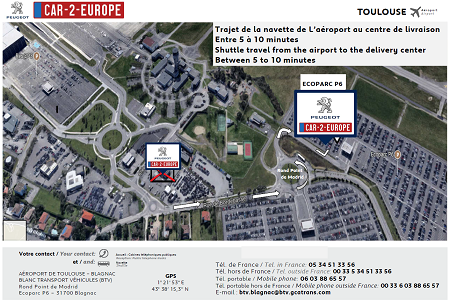 Toulouse Blagnac Airport Map for Car Leases