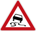 German Road Sign: Slippery Road
