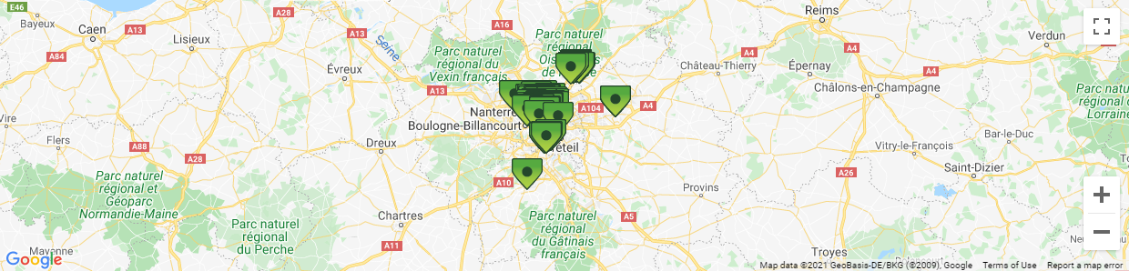 Map of Paris Car Rental Pick-up Depots