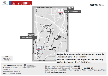Porto Airport Map for Picking up a Car Lease