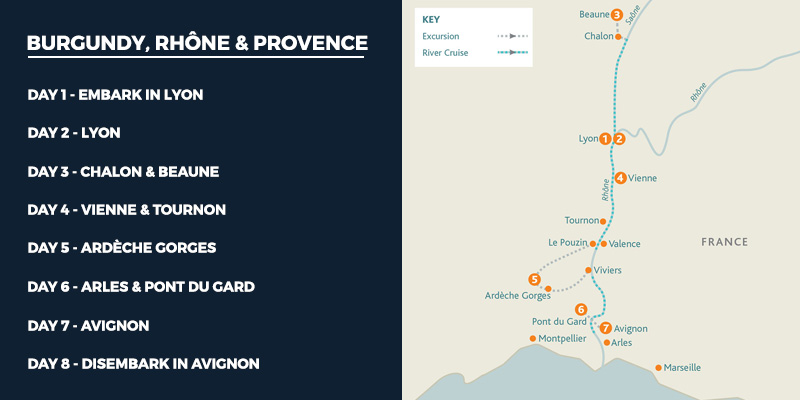 Rhône River Cruise Route