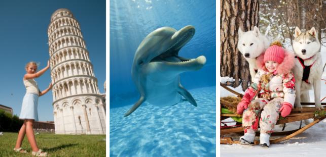 Italy, Pisa, leaning tower of Pisa, Alaska, dog-sledding,