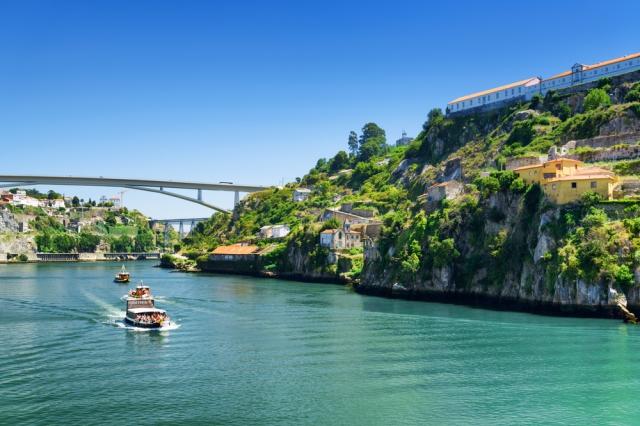 The banks of the Douro River, snaking through Porto. 