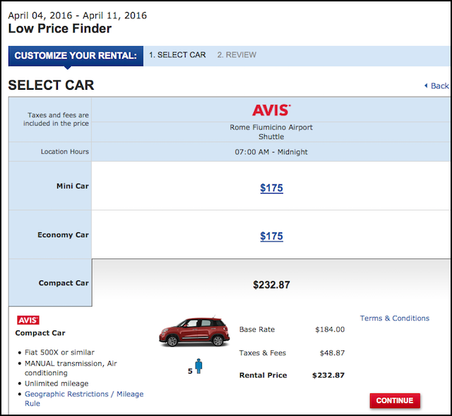 Costco Car Rental Comparison