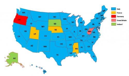 Most Popular Pickup Country by U.S. State