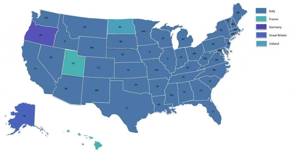 Most Popular Pickup Country by U.S. State