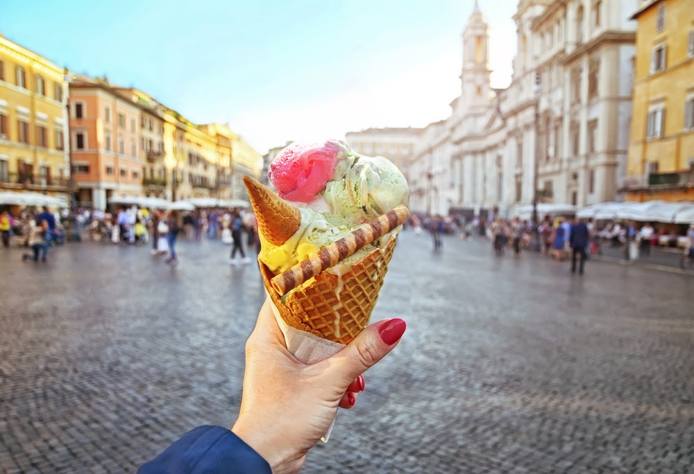 Italian Ice Cream Cone Rome Italy
