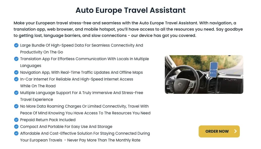Auto Europe Travel Assistant GPS/Mobile Hotspot Rentals